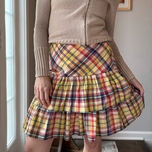 Plaid Tiered Skirt - Multicolor